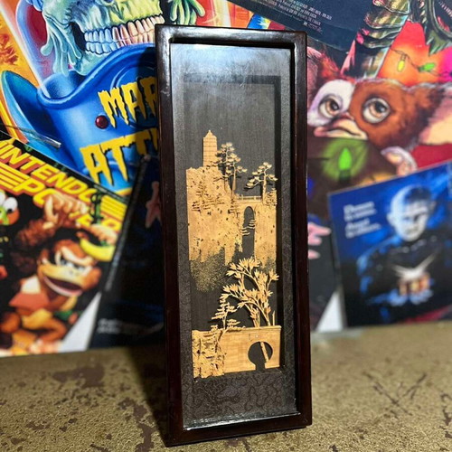 Wooden Black Frame with Intricate Cork Interior like new