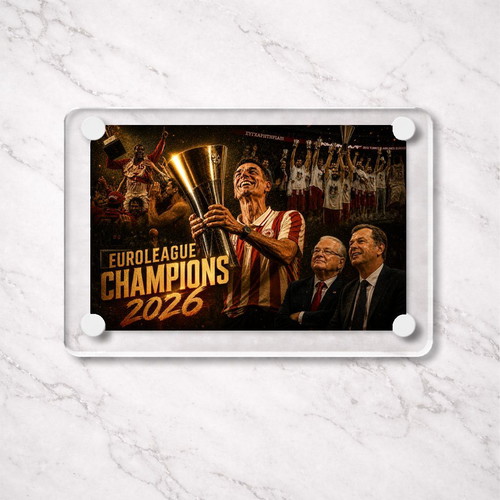 Ακρυλικό μαγνητάκι Euroleague Champions 2026 Ολυμπιακός καινούργιο