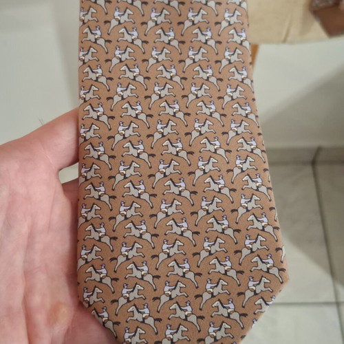 Hermes vintage silk brown tie