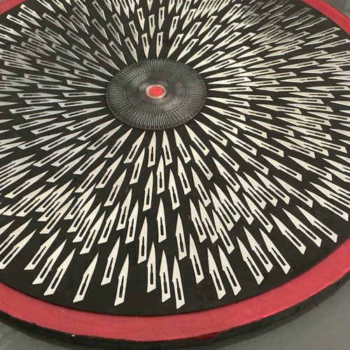 Red Eye signed geometric art on canvas by Andrew Macleod
