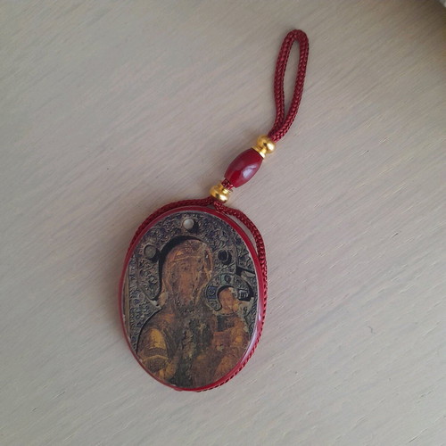 Set of 2 new religious amulets with images of Virgin Mary and Kosmas Aitolos