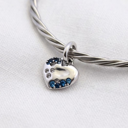 Pandora Blue Glitter Engravable Heart Charm new