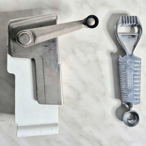 Vintage kitchen tool set used, includes Westmark Decorex-Spezial and can opener