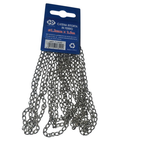 Iron twisted shiny chain 1.2mm x 2.5m new