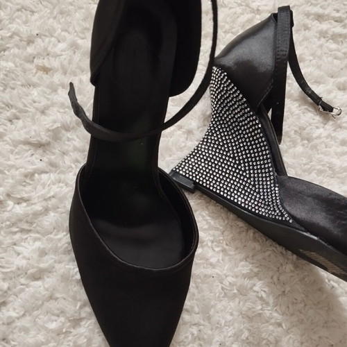 Official high heel shoes new, satin, black, size 38