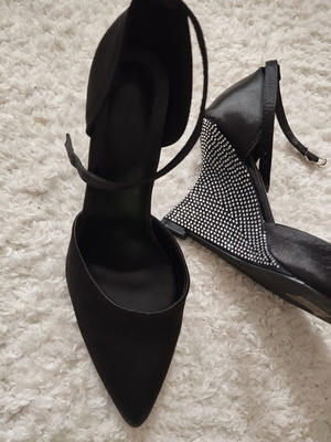 Official high heel shoes new, satin, black, size 38
