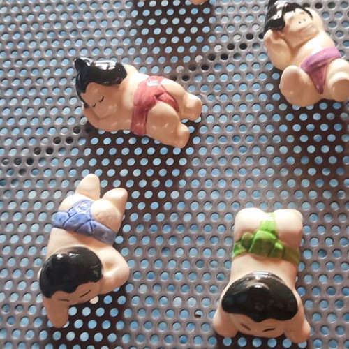 Ceramic sumo wrestlers used, set of 5