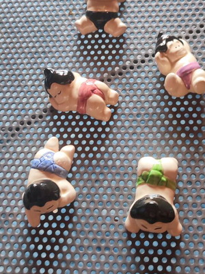 Ceramic sumo wrestlers used, set of 5
