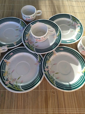 Coffee cup set with saucers, 4 cups and 5 plates