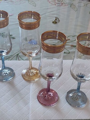 Vintage liqueur champagne glasses set of 6 with gold rim