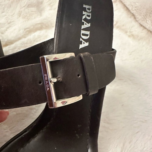 Prada mules with wooden heel, leather, size 38, like new