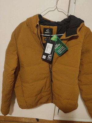 Emerson women's puffer jacket with hood, yellow, size S