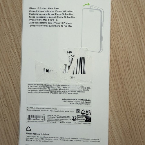 Apple iPhone 16 Pro Max Clear Case new, authentic