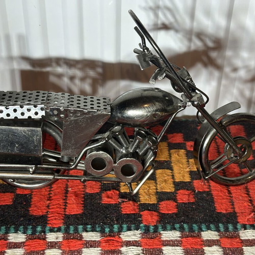 Vintage handmade metal chopper motorcycle decoration