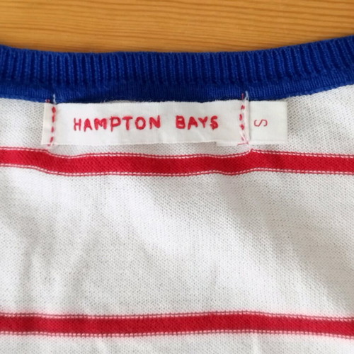 White blouse with red stripes and blue details like new, size S