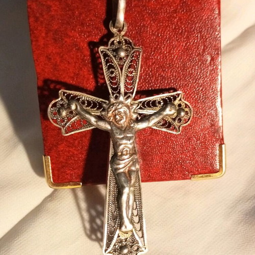 Silver cross 950 filigree vintage like new