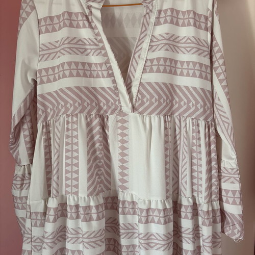 Boho dress white-pink like new, one size M-L