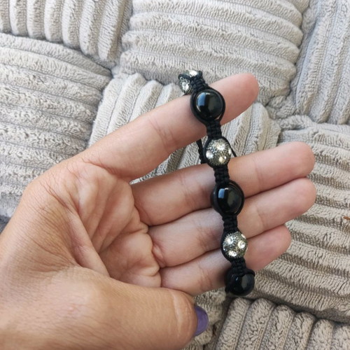 Shamballa bracelet used with black stone and rhinestones