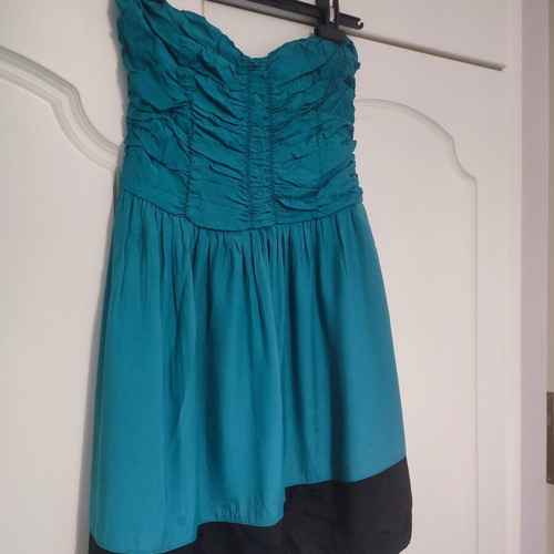 Strapless dress used, medium, black and blue, above knee