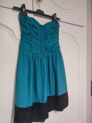 Strapless dress used, medium, black and blue, above knee