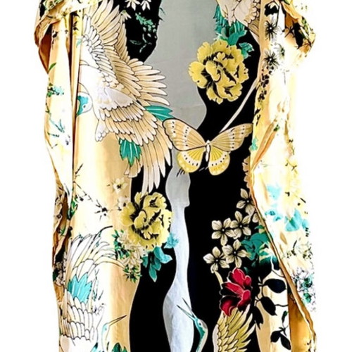 Caftan dress with Japanese pattern like new, one size