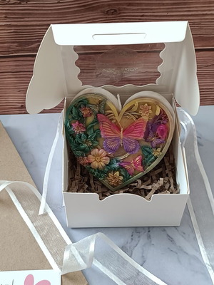 Handmade 3D Heart Candle with Butterflies and Flowers made to order