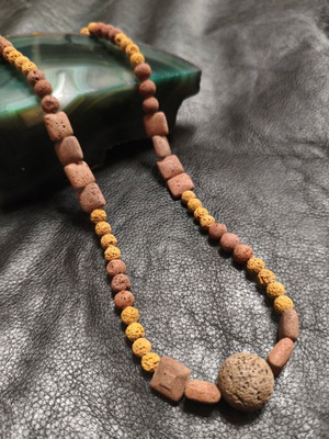 Handmade volcanic lava necklace 58 cm with 925 silver