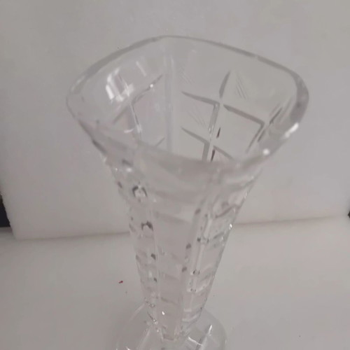 Small vintage crystal vase, height 21cm, width 7cm