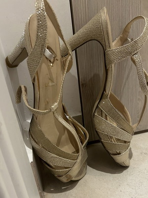 Gold glitter high heels size 38 used, 10cm heel