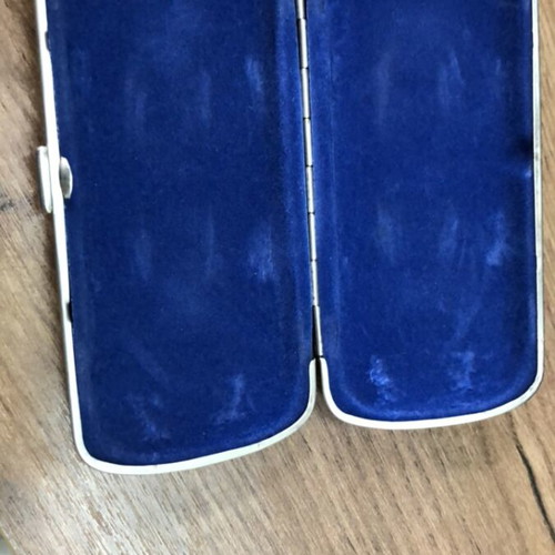 Glasses case like new, German tin silver color