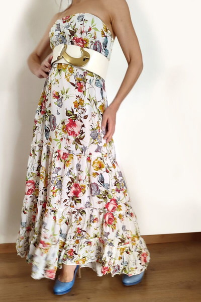 maxi strapless καλοκαιρινό φόρεμα, Made in Italy