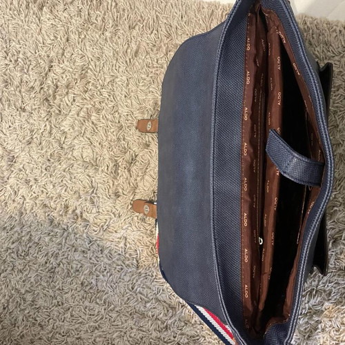 Aldo laptop bag like new, navy blue with brown details