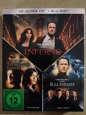 Da Vinci Code-Illuminati-Inferno 3-Movie Set 4K+ Blu-ray καινούργιο
