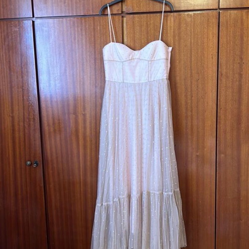 Madame Shoushou pink tulle dress like new with golden details