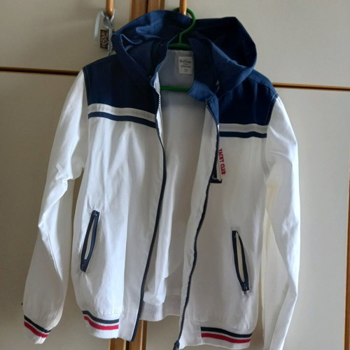 Delfino Unisex Jacket for 12-Year-Old Child White with Blue/Red Details