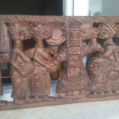 African wood carving panel like new, traditional motifs