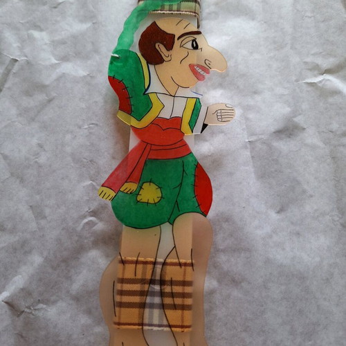 Handmade candles with Karagiozis figures and glued decoration new