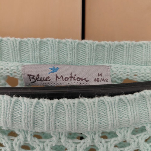 Blue Motion Boho Crochet Summer Sweater Mint Green Medium like new