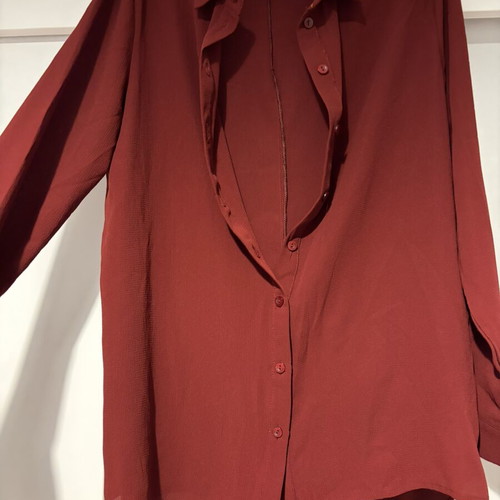 Noobass asymmetrical burgundy shirt S/M with sleep mask gift
