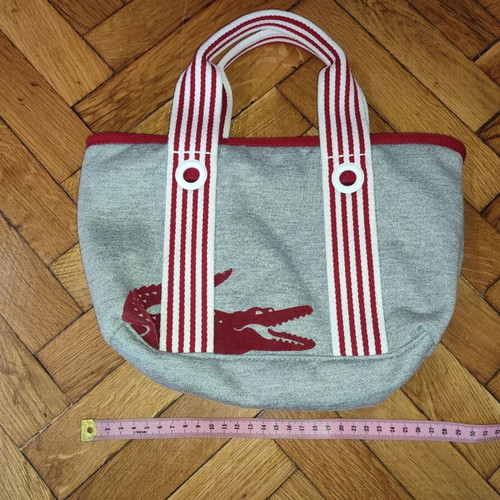 Lacoste handbag used, grey and red