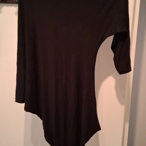 Asymmetric black blouse with one shoulder exposed, like new, size L
