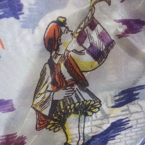 Silk Scarf Parthenon Acropolis like new, large vintage 1960s shawl