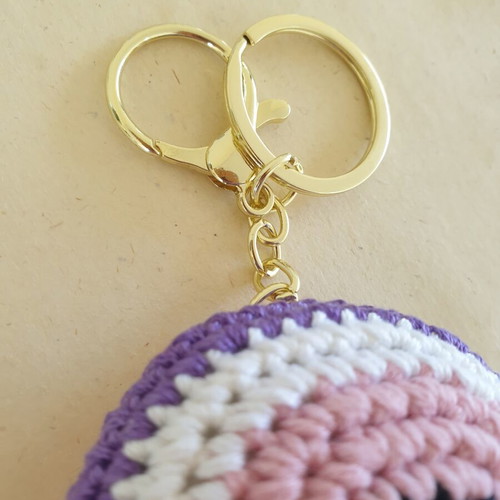 Charm bag keychain eye purple pink crochet new