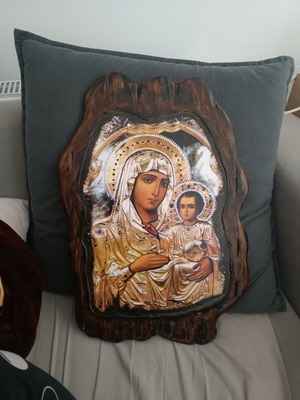 Wooden handmade icon large Panagia Vrefokratousa new