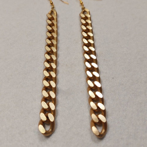 Long chain earrings like new, matte gold tone