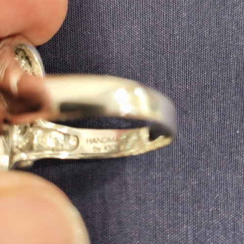 Unisex Silver Ring with 4 Diamonds Like New