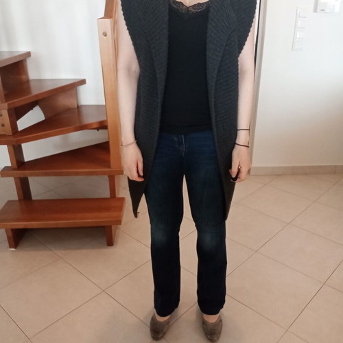 Sleeveless Long Woolen Gray Vest Asymmetrical like new