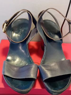Blue leather women's platforms Nana 36