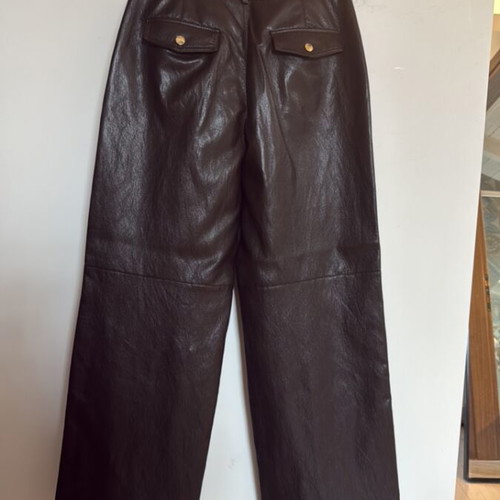 Zara brown leather-look pants new size M