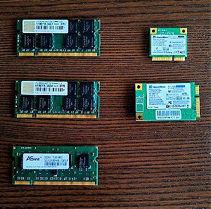 Μνήμες RAM DDR2 και Wifi modules για Laptop